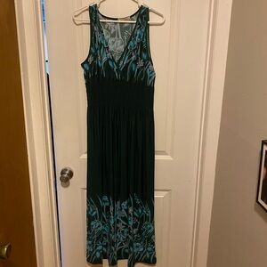 Jon & Anna Green and Blue Sleeveless V-Neck Sundress